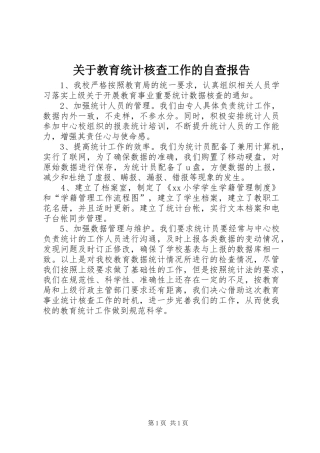 关于教育统计核查工作的自查报告
