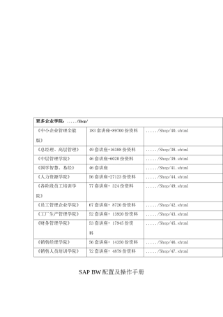 SAPBW配置及其操作手册