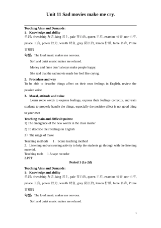 九年级Unit11Sadmoviesmakemecry教案