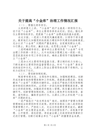 关于提高“小金库”治理工作情况汇报