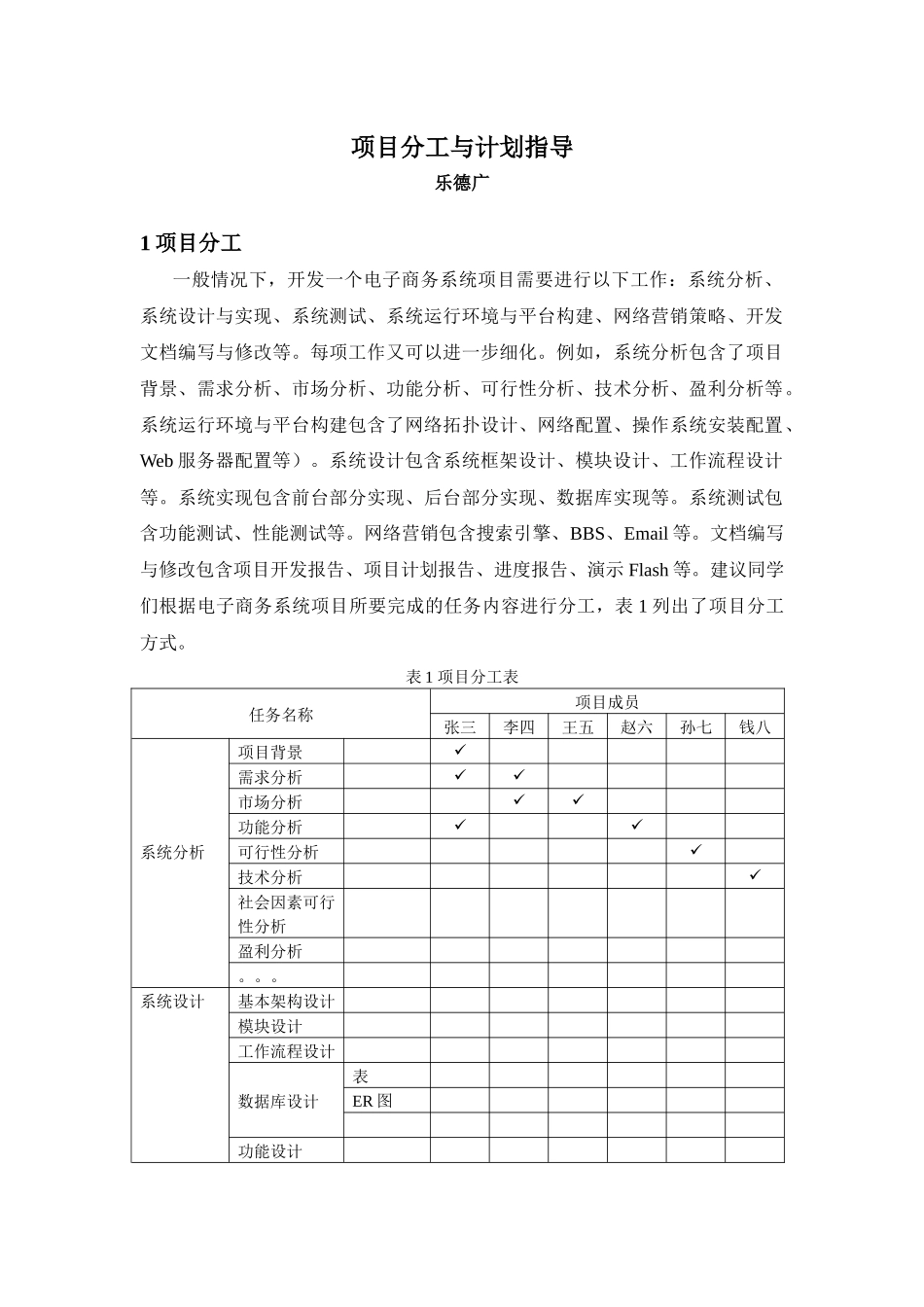 《电子商务技术》项目分工与计划建议_第1页