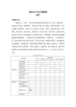 《电子商务技术》项目分工与计划建议