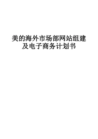美的海外网站组建及电子商务计划书
