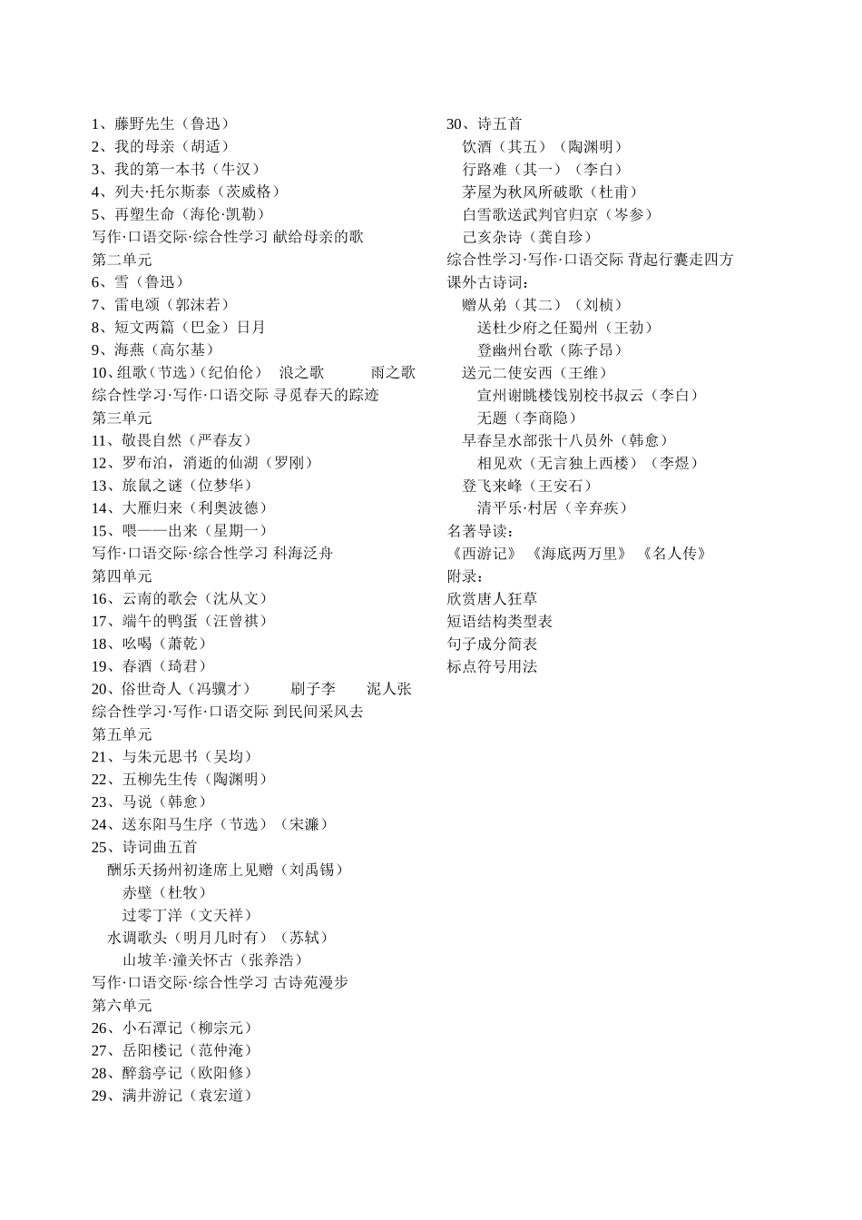 八年级教材目录（人教版）_第2页