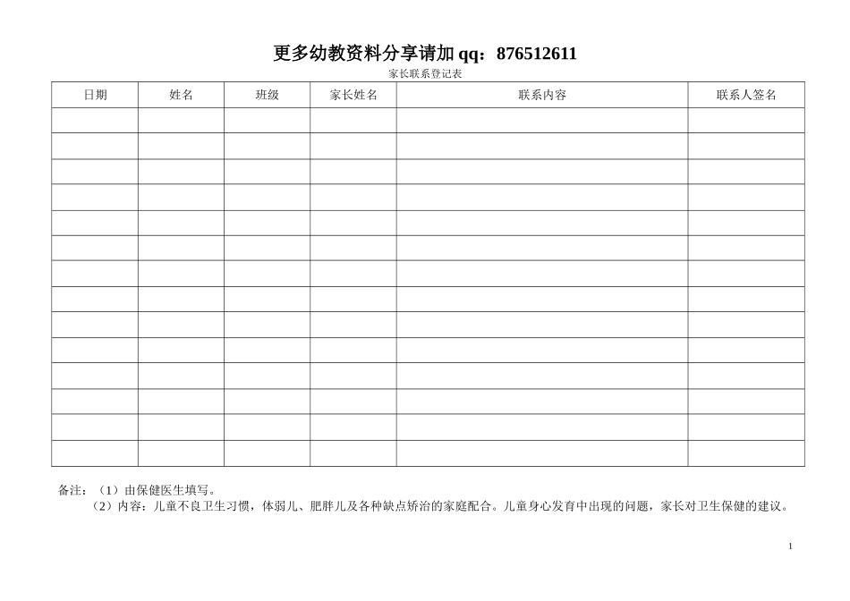 幼儿园十二种表格_第1页