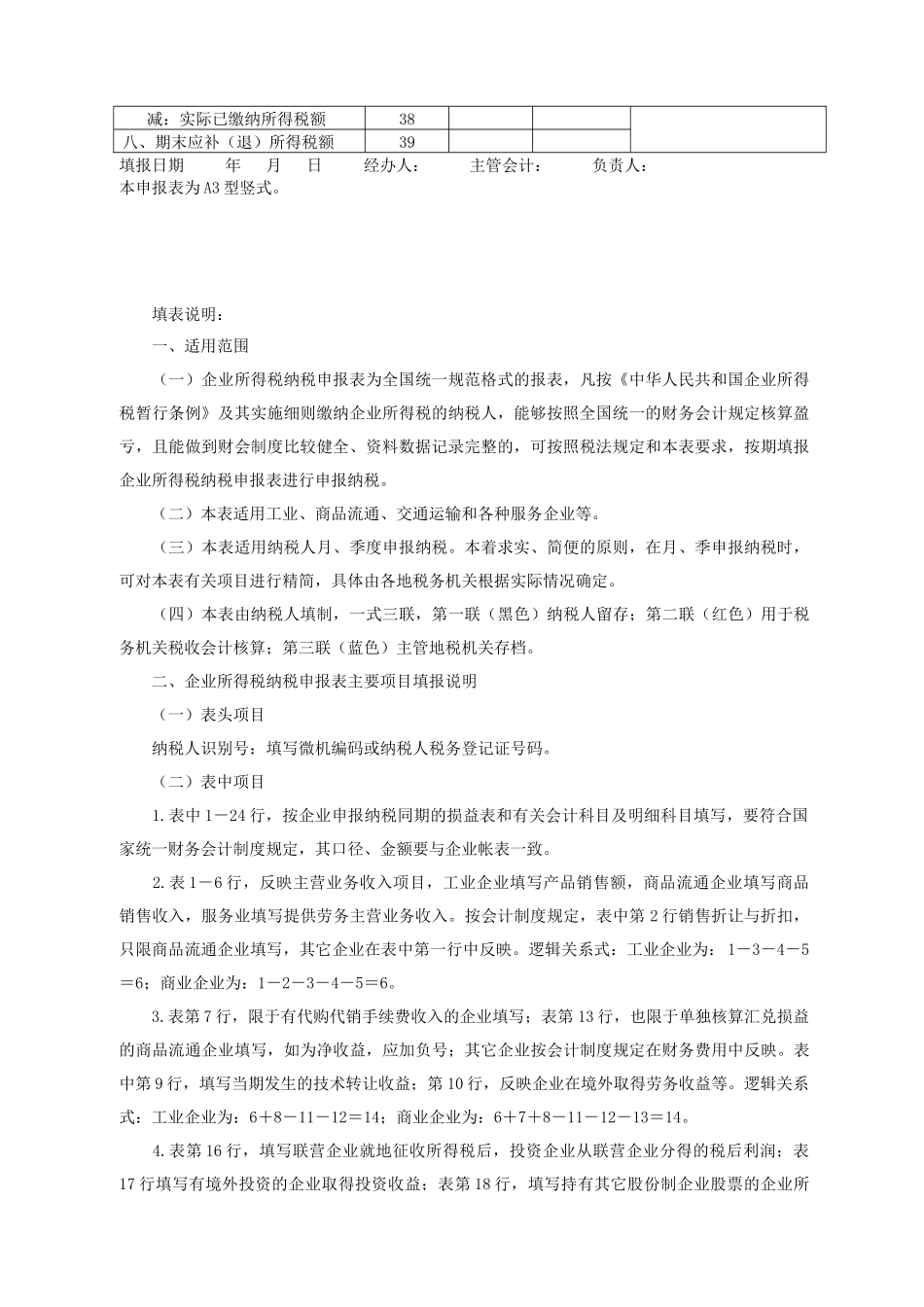 所得税申报表、附表及填列说明_第2页