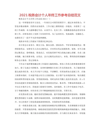 税务会计个人年终工作参考总结范文