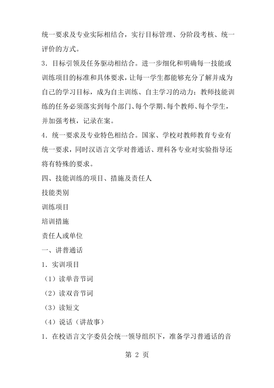 教师职业技能训练方案_第2页