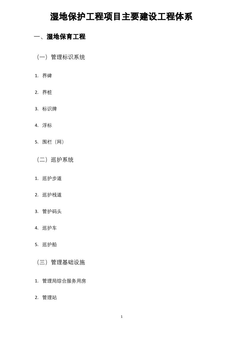 湿地保护工程项目主要建设工程体系_第1页