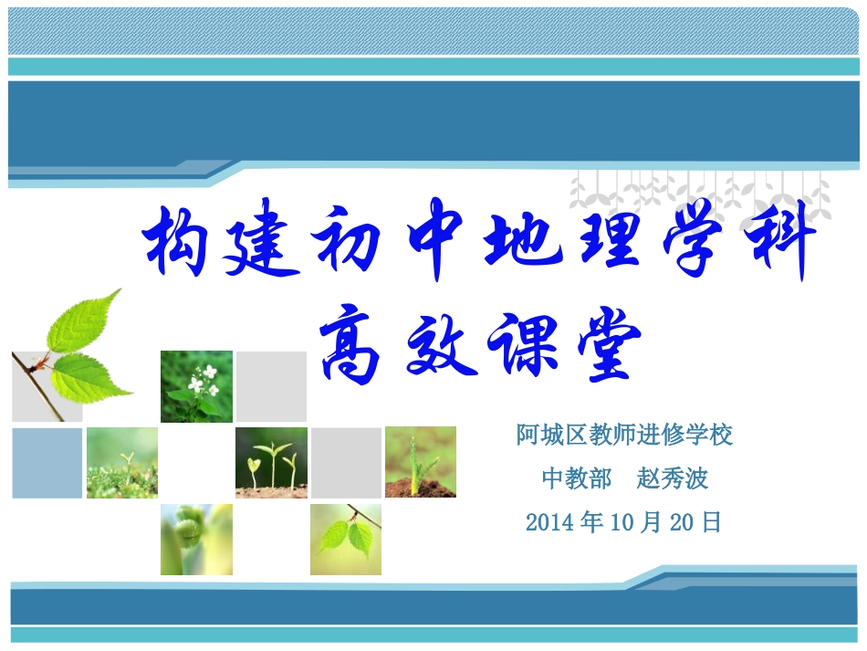 阿城地理教研员专题讲座《构建地理学科高效课堂》_第1页