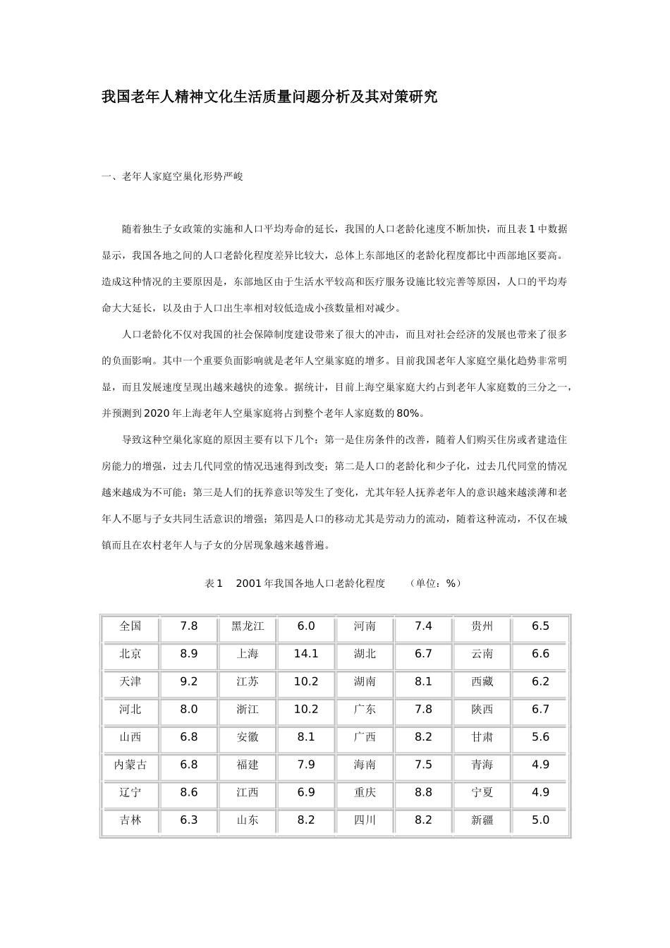 我国老年人精神文化生活质量研究_第1页