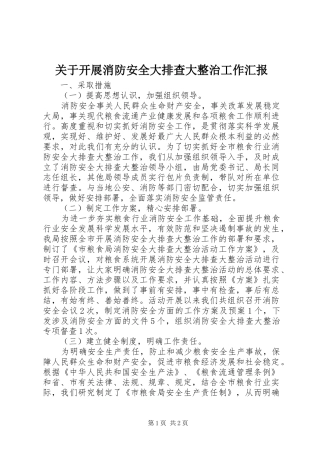关于开展消防安全大排查大整治工作汇报