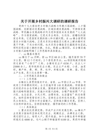 关于开展乡村振兴大调研的调研报告