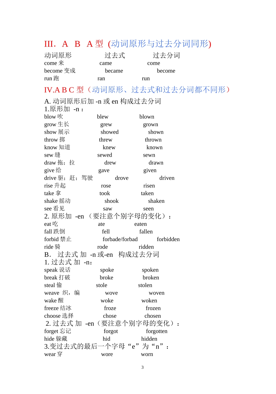 不规则动词巧记表_第3页