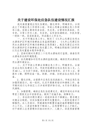 关于建设环保处应急队伍建设情况汇报