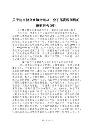 关于建立健全乡镇街道总工会干部资源问题的调研报告(精)