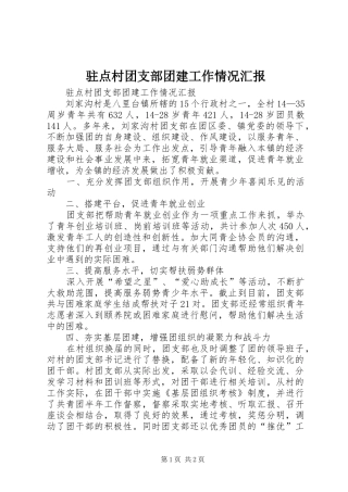 驻点村团支部团建工作情况汇报