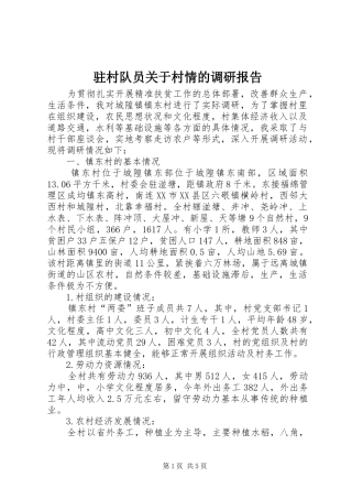 驻村队员关于村情的调研报告