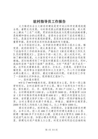 驻村指导员工作报告