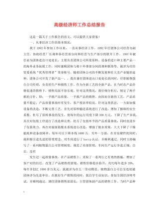 高级经济师工作总结报告 