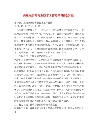 高级经济师专业技术工作总结(精选多篇) 
