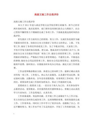高级文秘工作自我评价 
