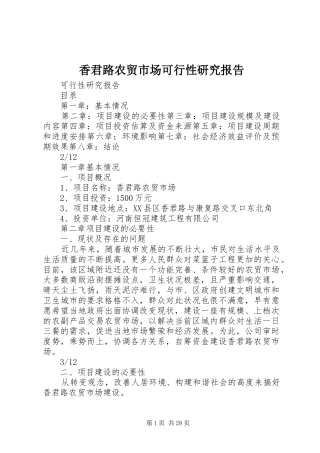 香君路农贸市场可行性研究报告