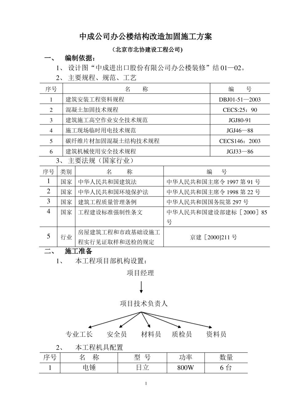 办公楼改造加固施工方案_第1页