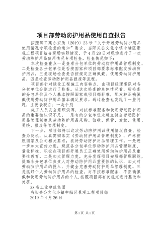 项目部劳动防护用品使用自查报告