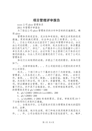 项目管理评审报告