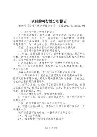 项目的可行性分析报告