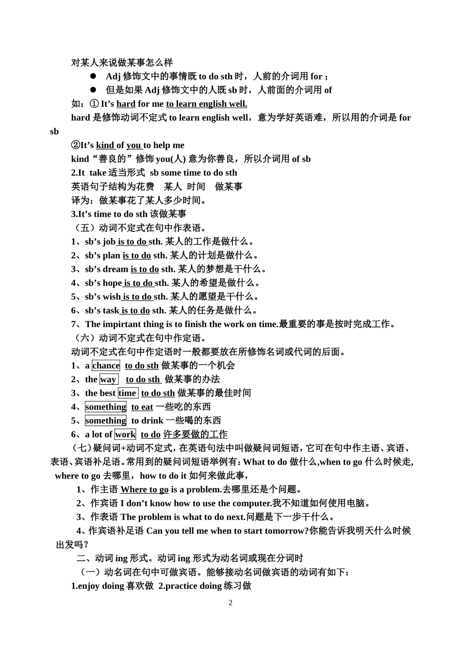 对初中英语非谓语动词的全面总结_第2页