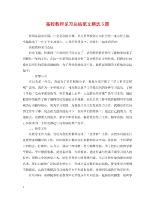 高校教师见习总结范文精选5篇 