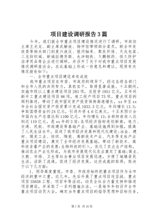 项目建设调研报告3篇