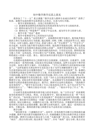 初中数学教学反思之我见