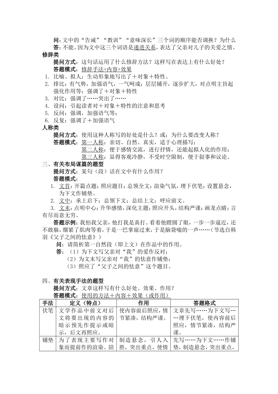 中考语文小说阅读答题技巧_第2页