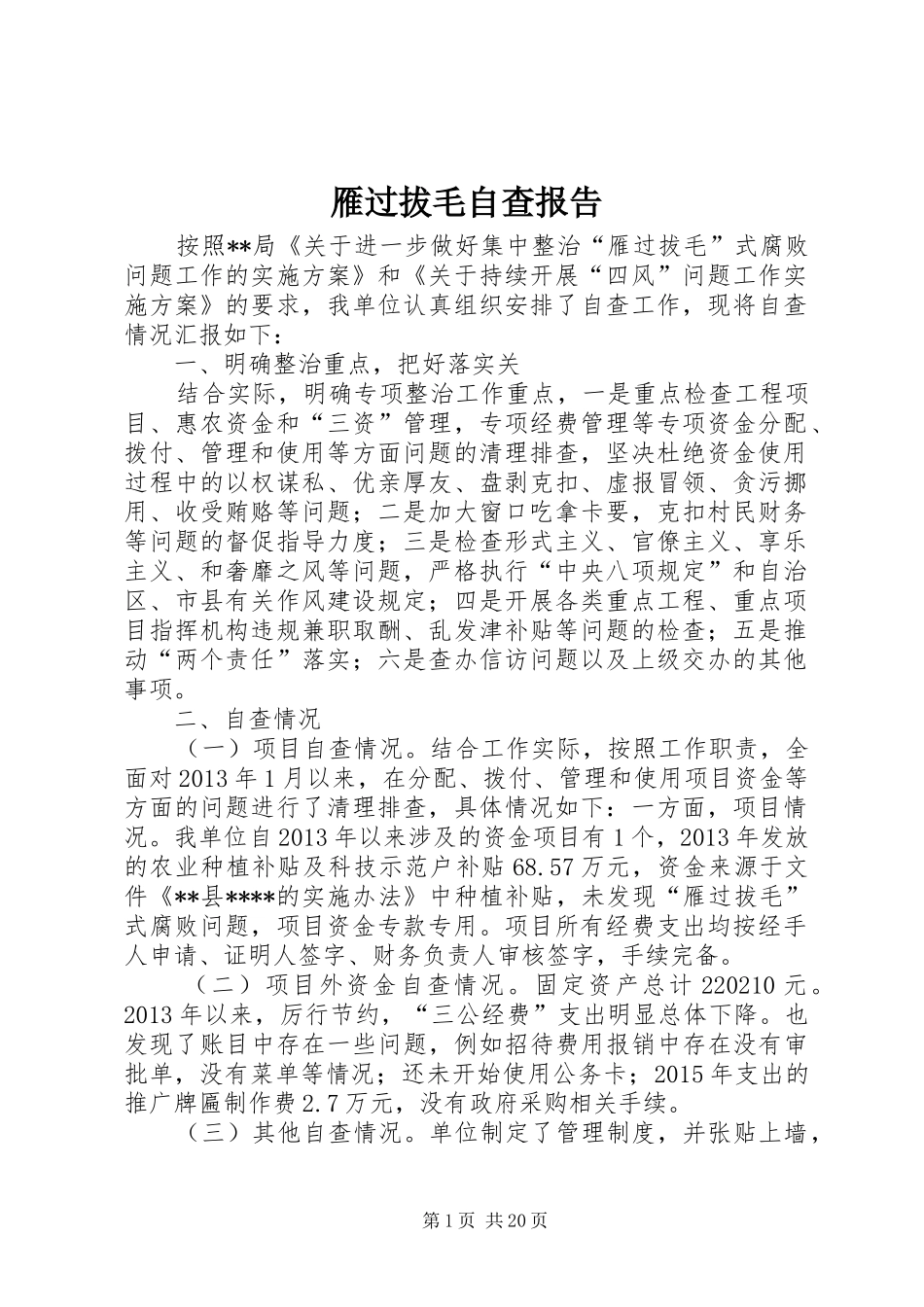 雁过拔毛自查报告_第1页