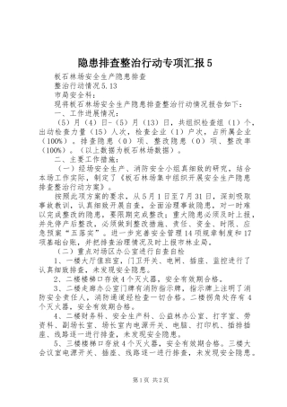 隐患排查整治行动专项汇报5