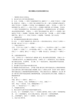 语文答题公式及常见修辞方法