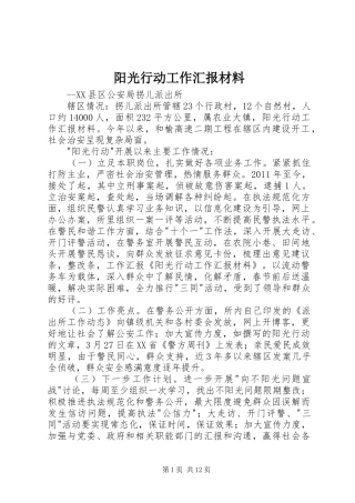 阳光行动工作汇报材料