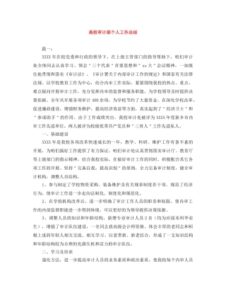 高校审计部个人工作总结 