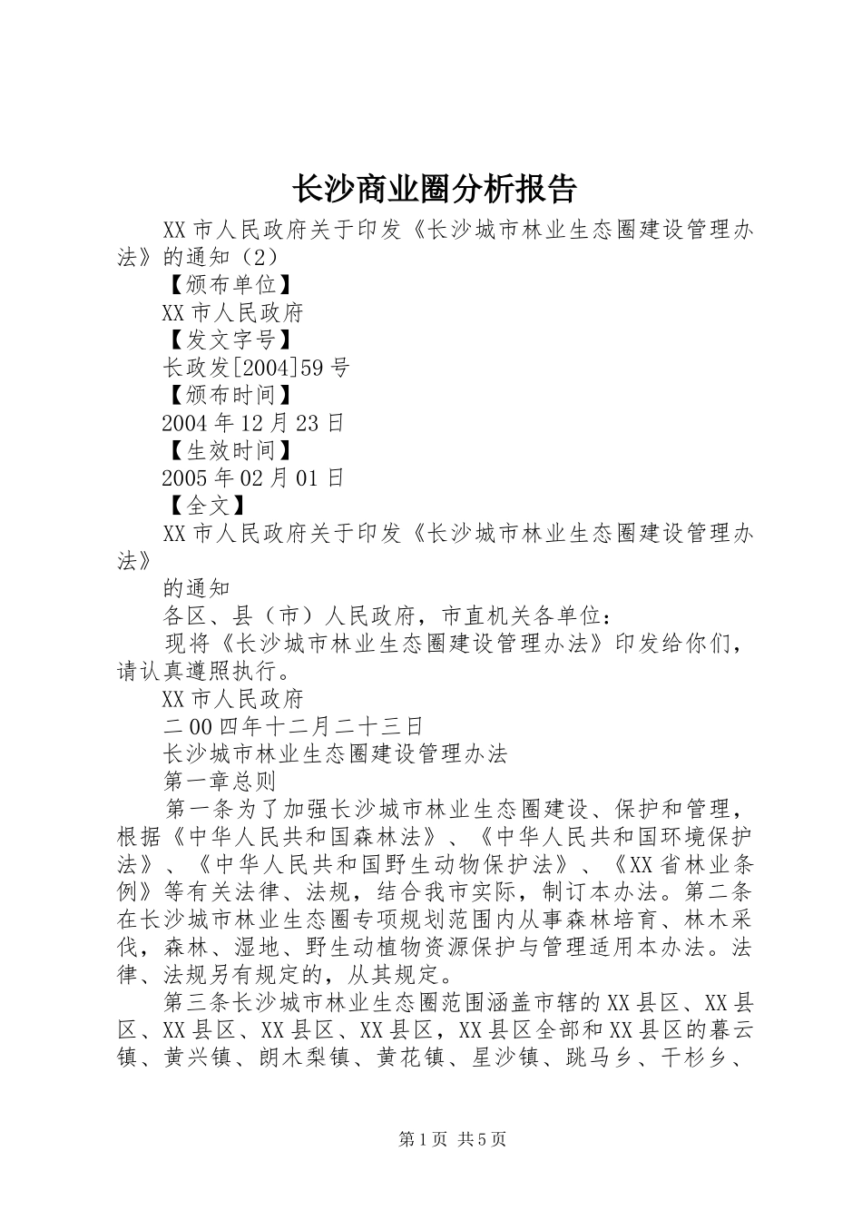 长沙商业圈分析报告_第1页