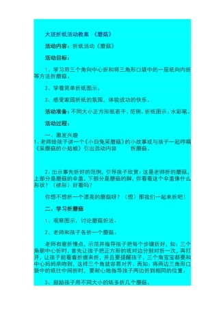 大班亲子折纸活动教案