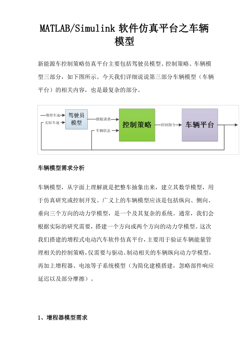 MATLABSimulink软件仿真平台之车辆模型_第1页