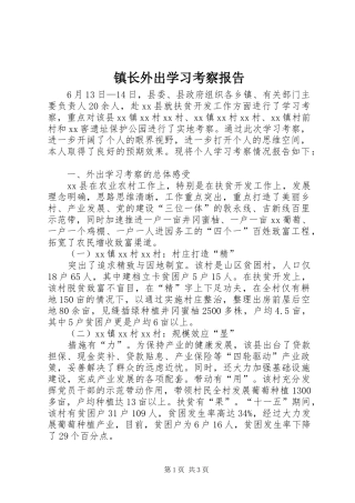 镇长外出学习考察报告