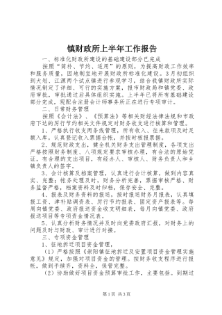 镇财政所上半年工作报告