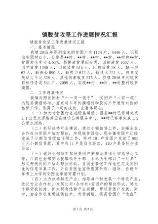镇脱贫攻坚工作进展情况汇报