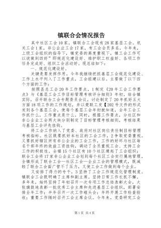 镇联合会情况报告