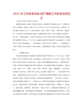 2021年工作参考总结资产清查工作参考总结范文