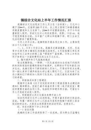 镇综合文化站上半年工作情况汇报